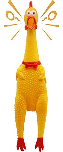 Novelty Place [Extra Load Squawking Chicken Hundespielzeug - Large 16 - Yellow Rubber Squeeze Quietschendes und schreiendes Huhn Haustiere oder Kinder