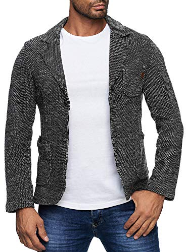 Reslad Herren-Sakko Sportlich Jakett Anzug Jacke Slim Fit Freizeit Blazer-Herren RS-1421 Anthrazit L