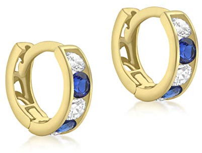 CARISSIMA Kinder Weiss und Blau Kubik Zirkonia 9 mm Huggy Ohrringe 9k (375) Gelbgold 1.58.9209