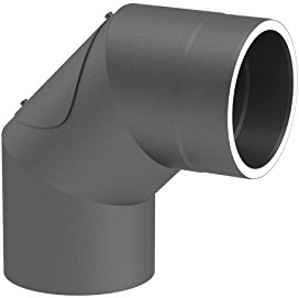 doppelwandiges Ofenrohr Winkelelement 90° ohne Tür, Ø 130mm Durchmesser; mit Steckverbindungen; gussgrau lackiert