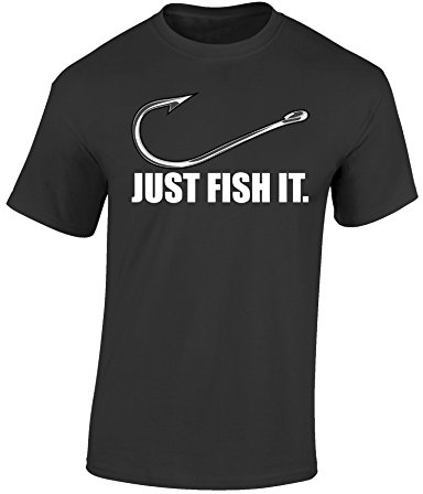T-Shirt: Just Fish It - Geschenk für Angler - Anglerbekleidung Herren - Angelkleidung Männer - Petri Heil - Angel - Anglerin - Fishing - Fisch - Grau - Army - Spruch - Motiv - Lustig, Mausgrau, XXL