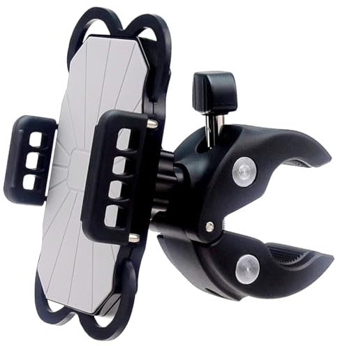 DHYSTAR Cell Phone Holder Mount for Golf Cart,Golf Push Cart,Stroller,Boat Helm,Bicycle/Motorcycle/Scooter,Spin Bike,Treadmill,Microphone/Drum Stand,Fits for Most Smartphones,Adjustable & Stable