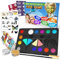 Desire Deluxe Kit Pinturas Cara y Cuerpo para Niños y Niñas con Paleta Amplia de Colores, Juego de Pinceles, Tatuajes Temporales, Esponjas Maquillaje, Purpurinas y Plantillas