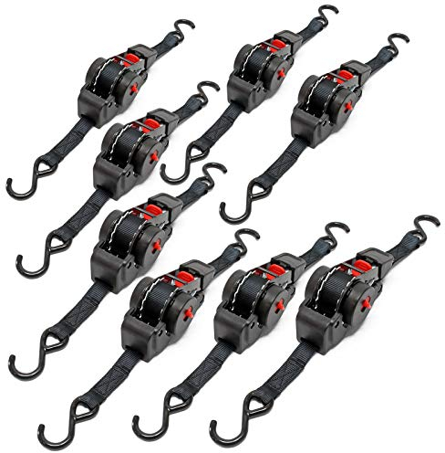 Wiltec 8X Automatik Zurrgurt 100 daN Zuglast LGF 0,2 m LGL 1,8 PES Spanngurt, ideal für Autotransport