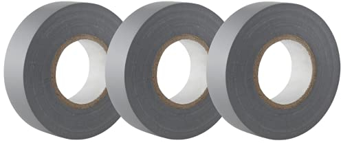 GTSE - Ruban adhésif isolant électrique gris - 19 mm x 20 m - résistant, autocollant - protèger, regrouper, réparer des câbles - 3 rouleaux