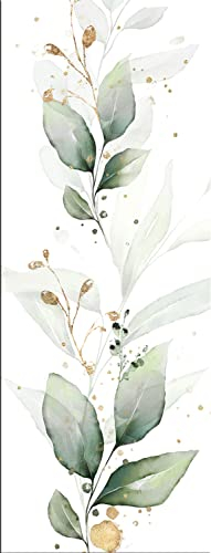 artissimo, Glasbild, 30x80cm, AG4762A, Aquarell Zweige, Bild aus Glas hochkant, moderne Wanddekoration aus Glas, Wandbild Wohnzimmer modern, grün gold, Pflanze