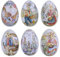 jojofuny Ostern Blechdose Ostereier Form Osterhase Bedruckt Weißblech Keksdosen Süßigkeit Plätzchen Cookie Schmuck Münze Dosen Geschenkbox für Eier Jagdspiel Ostern Korb Stuffer 6 Stück