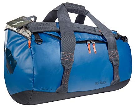Tatonka Barrel M Reisetasche - 65 Liter - wasserfeste Tasche aus LKW-Plane mit Rucksackfunktion und großer Reißverschluss-Öffnung - Rucksacktasche 65l - Damen und Herren - blau