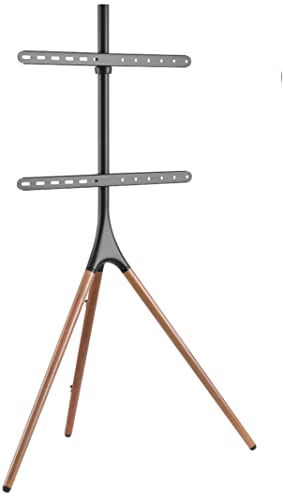Staffelei/Bodenstativ für Flachbildschirme für Bildschirme 32'' - 75' (81-190 cm), Belastung bis 32 kg, schwarz/Nussbaum TV Halter