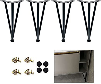 Sonakia Pieds en Épingle À Cheveux Robustes,Jambes De Table Métal Réglables,Pieds De Remplacement Armoire DIY,pour Coiffeuses,salles De Bains,Bureaux,Jambes De Meubles Durables,Black-35cm/14in