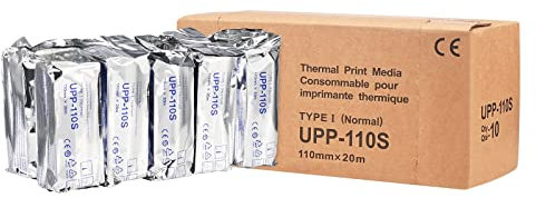UPP-110S Lot de 10 rouleaux de papier à ultrasons compatible Type I (normal), support d'impression thermique pour imprimante noir et blanc (110 mm x 20 m)