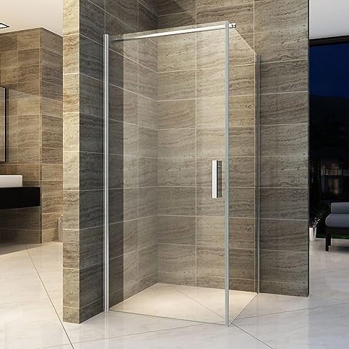 Aloni Box Doccia Angolare Cabina Doccia con Porta Basculante Anta Doccia, 6 mm, Vetro Trasparente, 900 x 900 x 1900 mm