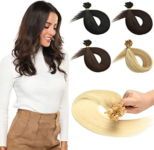 Yamel Pre Bonded U Tip Hair Extensions Real Human Hair Warm Blonde 1g/Strand Keratin Nail Tip Hair 50 Strands 16 Inch