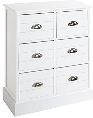 HAKU Kommode weiß, Massivholz, MDF - Maße: B 60 x H 75 x T 30 cm, Style: Coastal Furniture
