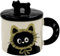 BIcoog Tapa de taza de cerámica con tapa Taza de café de cerámica Taza de té Oficina y Hogar Salud Regalo Negro Dibujos Animados Gato Patrón Lindo 400ml