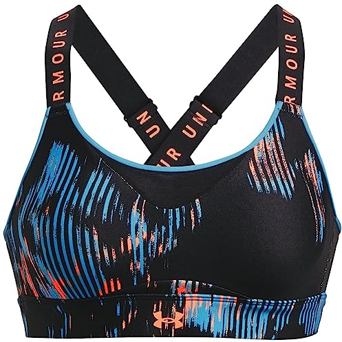 Under Armour Womens Sport Bras Women's Ua Infinity High Printed Sports Bra, Black, 1369026-001, SM