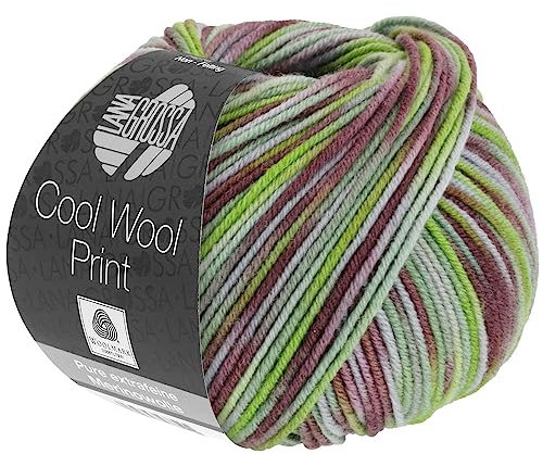 LANA GROSSA Cool Wool Print | Extrafeine Merinowolle waschmaschinenfest und filzfrei | Handstrickgarn aus 100% Schurwolle (Merino extrafein) | 50g Wolle zum Stricken & Häkeln | 160m Garn FB 828