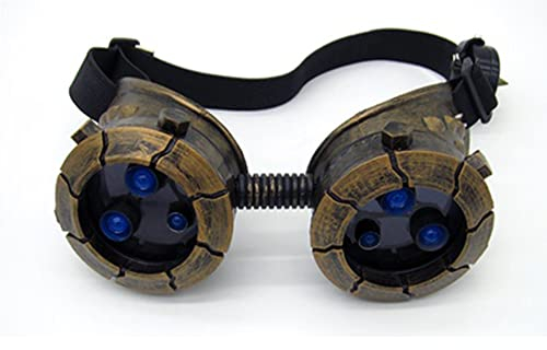 ZCBYBT Steampunkgläser Cyberpunk Glow Glut Brille Dress Up Cos Sci-Fi Wasteland Requisis für Halloween, Geburtstagsfeier, Maskerade,Messing,blue