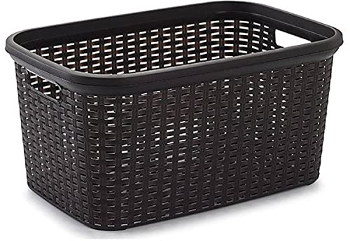 EURASIA - Cesta para Ropa de 35 Litros, Tamaño 53 x 36 x 26 cm, Simulando Mimbre (Negro)
