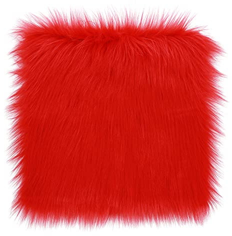 WLLHYF Kunstfell-Stoffquadrate, 30,5 cm, zottelige Schnitte, flauschige quadratische Patches, Plüschteppich, Stuhlbezug, Sitzkissen für Bastelarbeiten Weihnachtsdekorationen Kostüme(Rot, 30 x 30 cm)