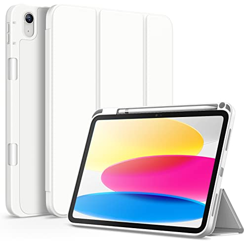 JETech Hülle für iPad (A16) 11./10. Generation (2025/2022) mit Stifthalter, Dünne Tablet Schutzhülle mit Weicher TPU Rückseite mit Auto Schlafen/Wachen (Weiß)