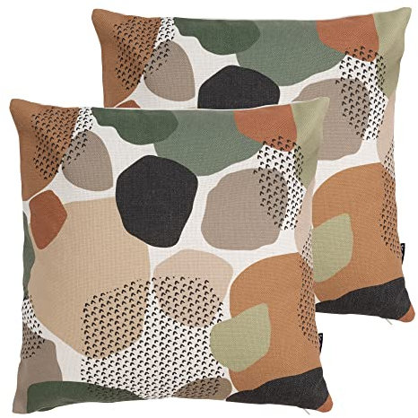 icon Indoor Outdoor Cushions Filled, Kyoto Collection, Pebble Print, Set of 2, 43cm x 43cm, Water Resistant, Outdoor Cushions for Garden Furniture, Lounge, Garden, Patio