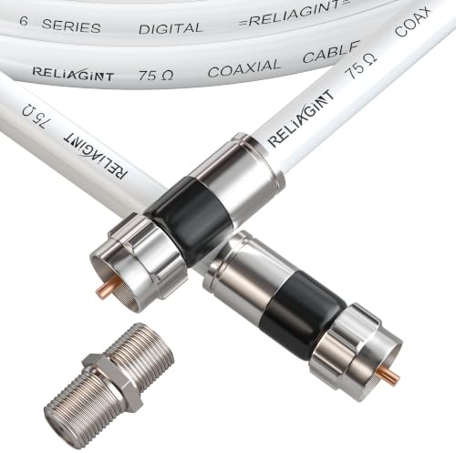 RELIAGINT 25ft RG6 Coaxial Cable, 75 Ohm High-Speed Coax Cable, White