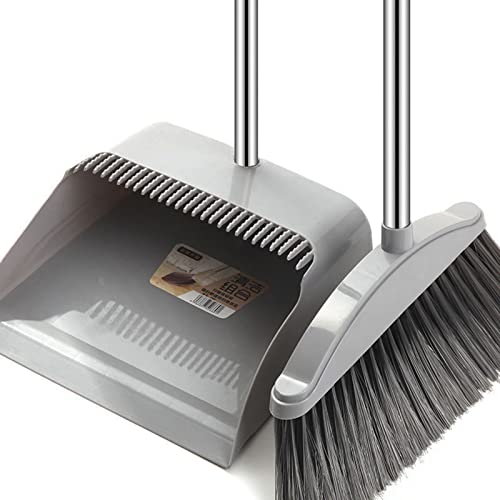 Yatlouba Besen und Kehrschaufel Set | Kehrschaufel-Set für Zuhause – Kehrschaufeln mit langem Griff | Küche Zimmer Büro, Must Haves die Fußboden, Grau