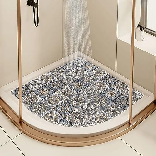 EUPXRHY Tappeto Doccia Antiscivolo Angolare, Tappeto Doccia Angolare, Pedana Antiscivolo Per Doccia, Luffa In PVC Tappetino Antiscivolo Doccia Per Doccia O Vasca Da Bagno,F,60x60cm