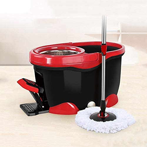 Herramienta de Limpieza del hogar Fregona giratoria mágica de Acero Inoxidable Rotación Doble Cubo de fregona Giratorio de 360 Grados