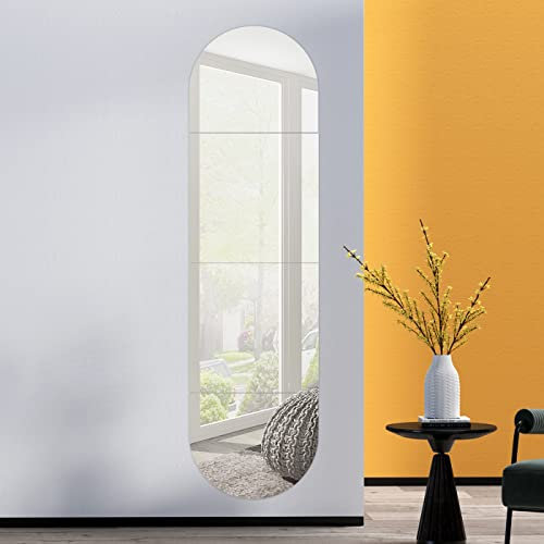 FOROREH 4PCS Frameless Full Body Mirrors, 30 x 30cm Acrylic, Large Wall-Mounted Home Gym Mirrors with Wiping Rag