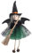 Fiorky Halloween-Horror-Hexe-Figur mit Mullrock, Schreibtisch-Hexen-Dekoration, weiches Tuch mit Besenstiel für drinnen und draußen, Party, Bar, Festivals