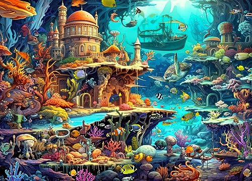 Puzzle 1000 Teile für Erwachsene, Puzzle farbenfrohes Legespiel, Wunderlicher Meeresboden
