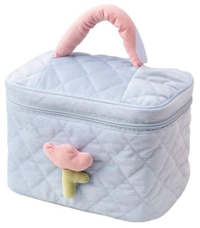 Cord gut aussehende Kosmetiktasche tragbare große Kapazität High sense Aufbewahrungstasche niedliche Kosmetik Buggy Tasche, Blaue Eimertasche