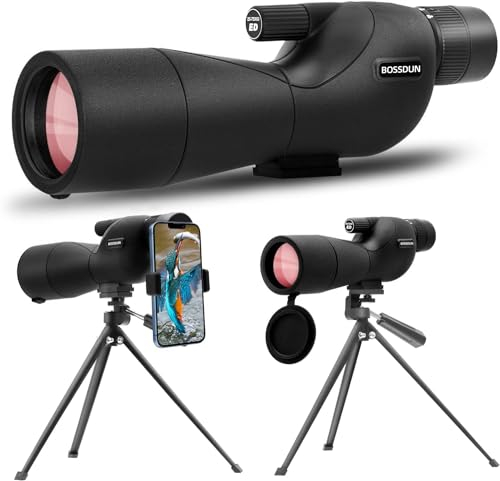 BOSSDUN Spotting Scope 25-75x60 ED Glasses, HD Dual Focus Spotting scopes, BAK4 FMC Spotter Scopes, Gifts for Target Shooting Bird Watching Hunting Archery Wildlife Viewing