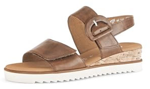 Gabor Damen Keilsandalen, Frauen Sandalen,Leichte Mehrweite (G),Strandschuhe,Keilsandaletten,Keilabsatz,flach,Camel (Kork/Creme),38.5 EU / 5.5 UK