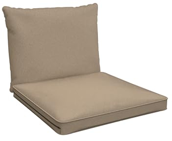 POKAR Loungekissen Stuhlkissen für Stuhl Rattanmöbel Gartenmöbel Kissen, 2er Set (1x Sitzkissen 50x50x5 cm + 1x Rückenlehne 50x40x15 cm), Beige