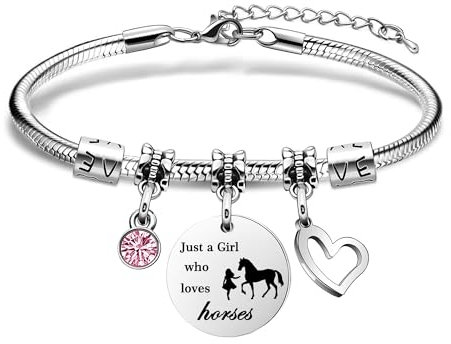 COEROW Braccialetti di cavallo Just A Girls Who Loves Horse Braccialetto Di Cavallo Per le Donne Ragazze Danno Figlia