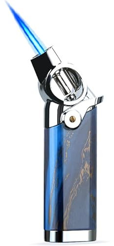 HONEST Single Jet Flame Butane Lighters Refillable Torch Lighters Adjustable Gas Lighter Windproof Lighters Gift for Men BBQ Grill Camping (Blue)