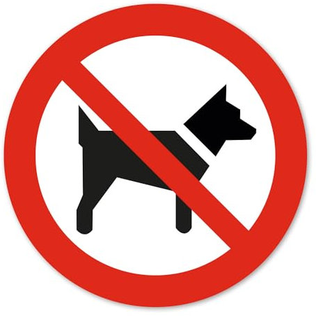 Etiqueta de prohibición P021 Prohibido llevar perros según DIN EN ISO 7010 I aviso de seguridad I Ø 10 cm I hin821