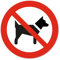 Etiqueta de prohibición P021 Prohibido llevar perros según DIN EN ISO 7010 I aviso de seguridad I Ø 10 cm I hin821