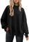 Tincini Pullover Damen Strickpullover Winter Rundhals Pulli Herbst Lose Sweatshirt Warm Fledermaus Langarmshirt aus Strick Seitlichem Schlitz Oberteile (Schwarz, L)