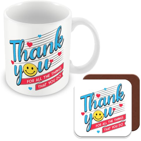 MUGGZ Thank You Gift Mug & Coaster - Giftset - Made in The UK