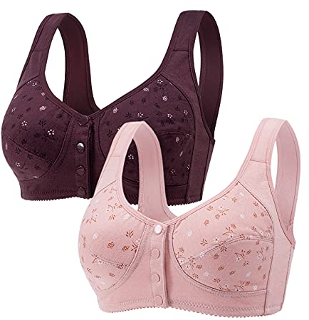 Qixiu Vorderverschluss BH Damen Bustier BH Comfort Große Brüste Fitness Yoga BH Workout BH mit Gepolstert Convertible Plunge Bra Freizeit Yoga Bra Convertible BH Bra