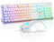 MageGee GK970 Gaming Keyboard and Mouse Combo, Wired Backlit Keyboard With Pink Mouse, Adjustable Sensitivity for PC/Laptop/MAC (White)