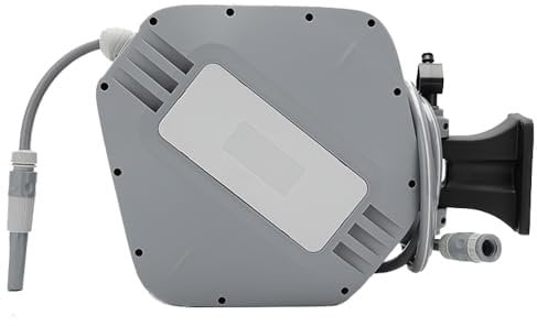HYCHIKA Avvolgitubo da Giardino 30M - Aria Compressa Avvolgitubo Retrattile con Blocco Automatico, Ugello a 8 Funzioni, 180° Giro, Conservazione Sicura per Tubi d'Innaffiamento Esterni