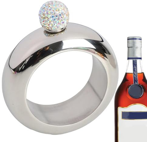 Frasco De Pulsera De Cadera - Lindo Frasco De Pulsera, Acero Inoxidable 304 De 3,5 Onzas Con Líquidos De Embudo | Brazalete De Pulseras De Matraz De Oro Rosa, Joyería De Licor De Whisky De Acero