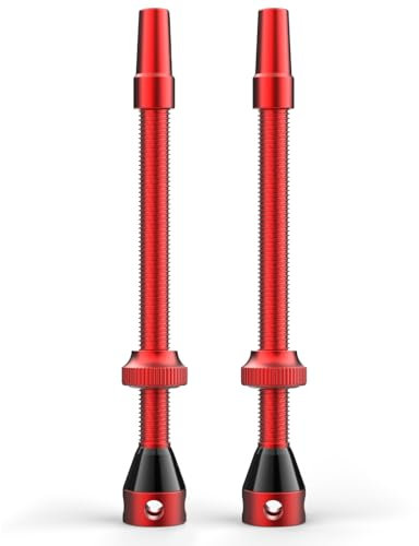 Shredr. Tubeless Ventile Set | Presta Ventile für Schlauchlos-Reifen | Superleichtes Alu, bunt eloxiert, französisches Ventil | Für Normale Tubeless-Felgen (rot, 80mm)
