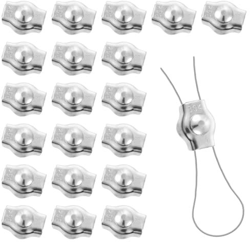 20 Stück M3 Edelstahl Simplex Einzelbolzen Drahtseilklemmen, 3mm Drahtseilklemmen, Seilklemme für Wäscheleinenspanner Markise Fixiert