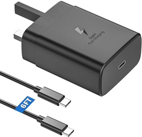 45W Samsung Super Fast Charger, USB C Charger for Samsung Galaxy S25/S24 Ultra/S24+/S23 Ultra/S23+/S22 Ultra /S22+/S20 Ultra/A56/A55/A54/A36/A26/A16 Charger with 6ft Type-C Cable